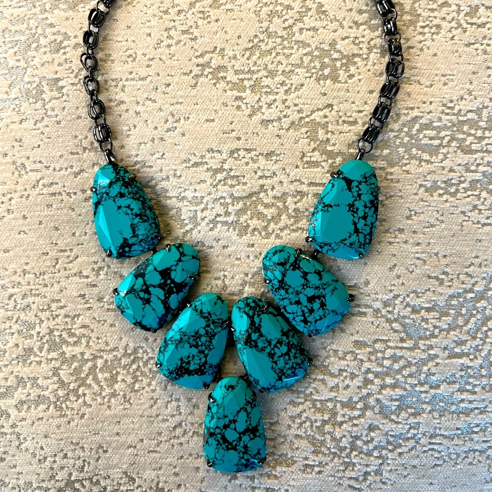 Kendra Scott Harlow in Gunmetal/Variegated Teal Magnesite NWT!